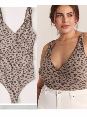 Leopard Print Wrap Bodysuit Tank Top